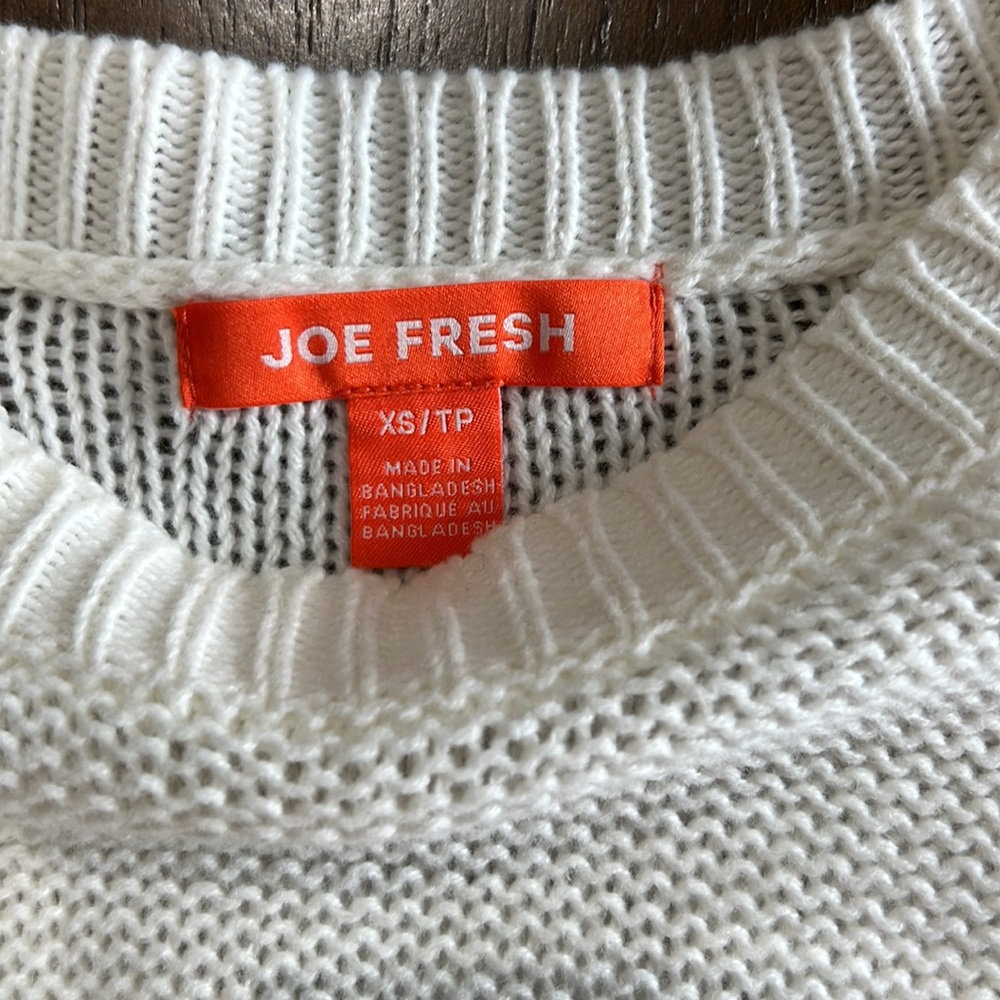 Joe Fresh White Striped Sweater Crewneck XS - Picture 4 of 11